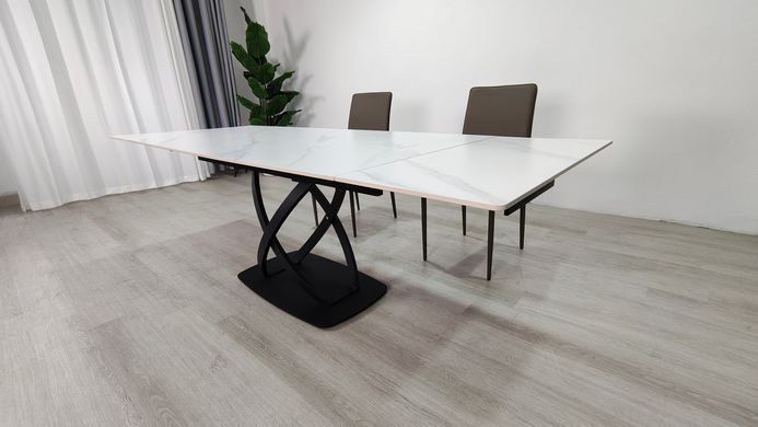Стіл розкладний HILDA CERAMIC Intarsio 160(240)*90 білий мат/чорний фотографія