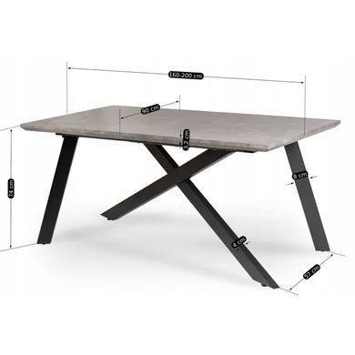 Стіл розкладний MEBEL ELITE HAMILTON 160(200)х90 Сірий бетон фотографія