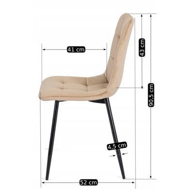 Стул бархатный MEBEL ELITE PERU Velvet, Бежевый фотография