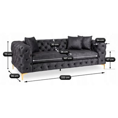 Диван MEBEL ELITE SORRENTO 3S Черный фотография