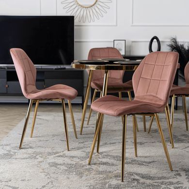 Стілець оксамитовий MEBEL ELITE IRYS Velvet Рожевий/золото фотографія