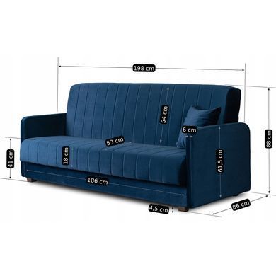 Набор из 2х раскладных диванов MEBEL ELITE PORTO 198 см Синий фотография