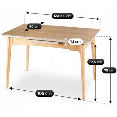 Стіл розкладний MEBEL ELITE SAMER 120(160)х80 см Дуб фотографія