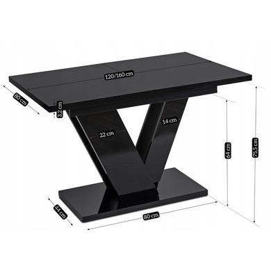 Стол раскладной MEBEL ELITE CLARK 120(160)х80 см Черный фотография
