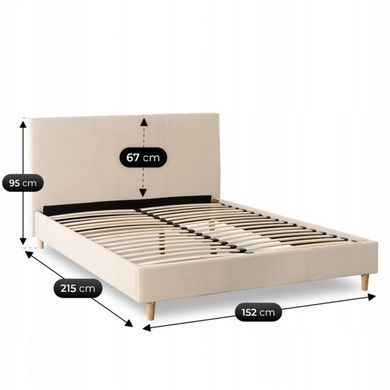 Ліжко двоспальне MEBEL ELITE KIOTO 140x200 см Беж фотографія