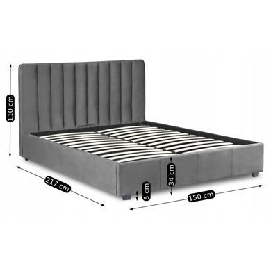 Кровать двуспальная бархатная 140x200 MEBEL ELITE MARI Velvet Серый фотография