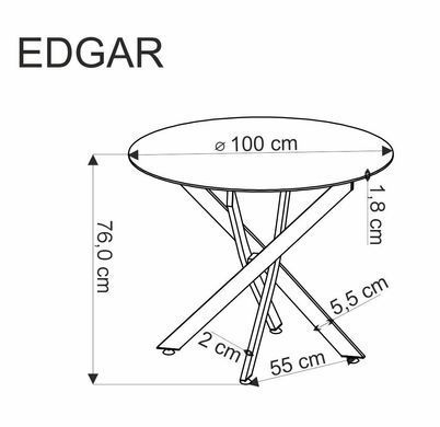 Стол обеденный EDGAR Halmar 100х100 Кашемир фотография