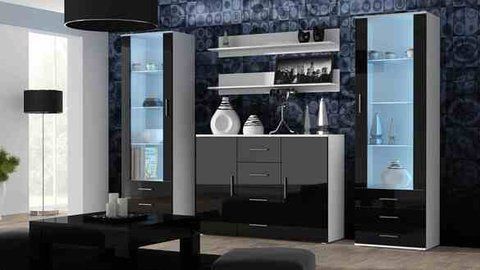 Стенка SOHO 3 Cama Белый Мат / Черный Глянец фотография