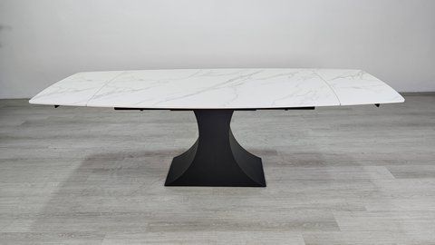 Раскладной стол GILBERT CERAMIC Intarsio 160(240)*90 белый мат/черный фотография