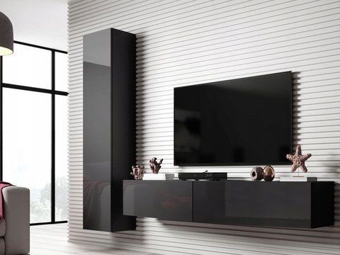 ТВ Тумба VIGO Slant 200 Cama Черный Мат / Черный Глянец фотография