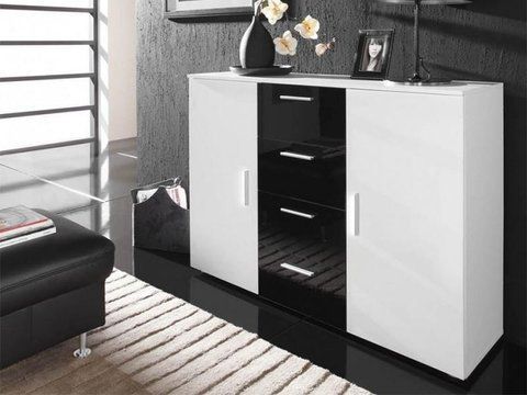 Комод UNI Cama 132 Білий Мат / Білий і Чорний Глянець фотографія