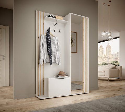 Прихожая с зеркалом Perfect Home Нелли / Nelly Белый/дуб артизан фотография