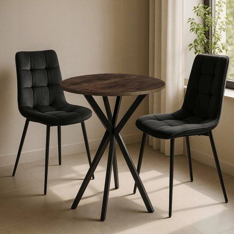 Стол MEBEL ELITE LAUREN 60X60 Дуб рустик/ черный фотография
