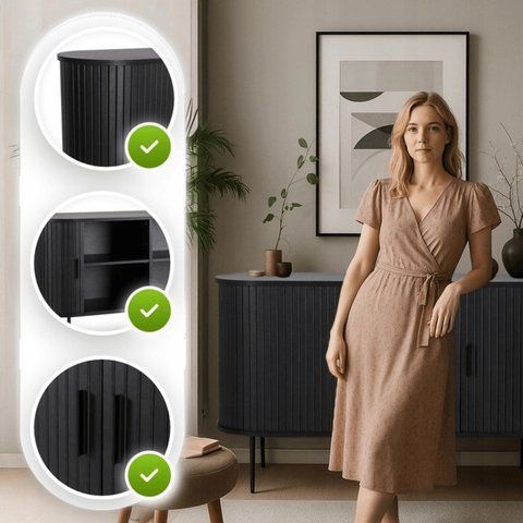 Комод MEBEL ELITE TRISH 180 Черный фотография