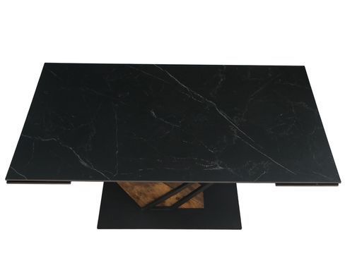 Стол раскладной FERNANDO CERAMIC Intarsio 180(240)*90 черный мат/старый дуб фотография