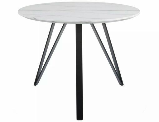 Стол Обеденный TETIS Signal 100X100 Белый Эффект Мрамора / Черный Мат фотография