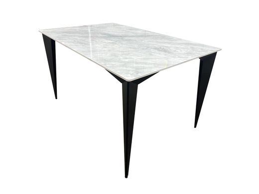 Стіл NORMAN CERAMIC Muie White Intarsio 140x90 Білий Глянець Кераміка Чорний фотографія