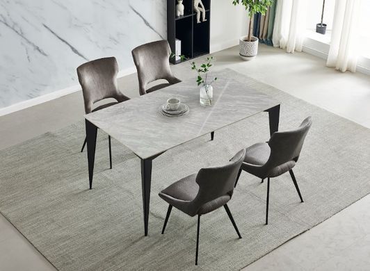 Стіл NORMAN CERAMIC Muie White Intarsio 140x90 Білий Глянець Кераміка Чорний фотографія