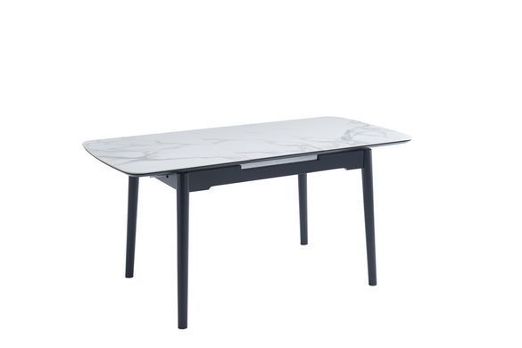 Стіл розкладний TM-76 VETRO 120(160)x80 Вайт Клауд Глянець / Чорна Царга фотографія