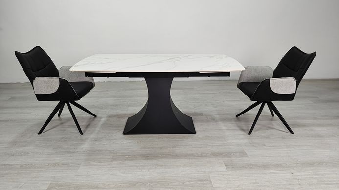 Стіл розкладний GILBERT CERAMIC Intarsio 160(240)*90 білий мат/чорний фотографія