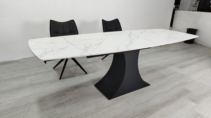 Стіл розкладний GILBERT CERAMIC Intarsio 160(240)*90 білий мат/чорний фотографія