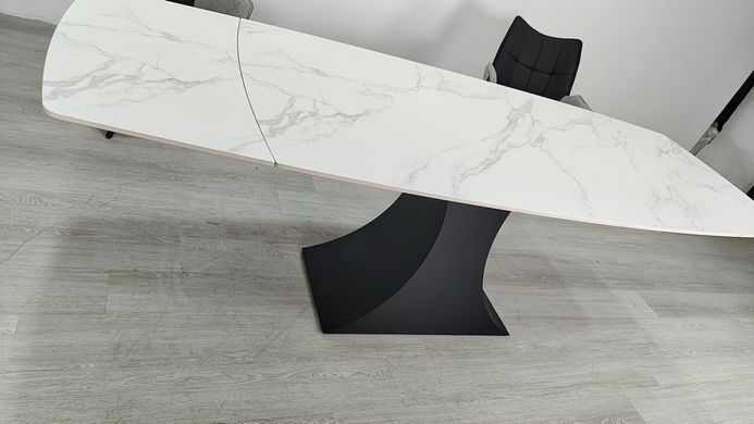 Стіл розкладний GILBERT CERAMIC Intarsio 160(240)*90 білий мат/чорний фотографія
