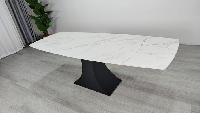 Стіл розкладний GILBERT CERAMIC Intarsio 160(240)*90 білий мат/чорний фотографія