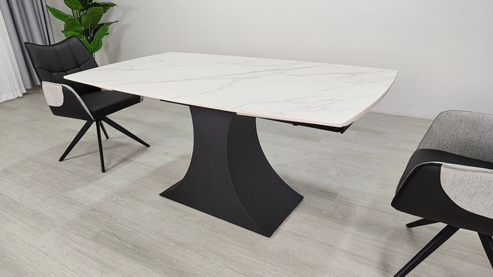 Стіл розкладний GILBERT CERAMIC Intarsio 160(240)*90 білий мат/чорний фотографія