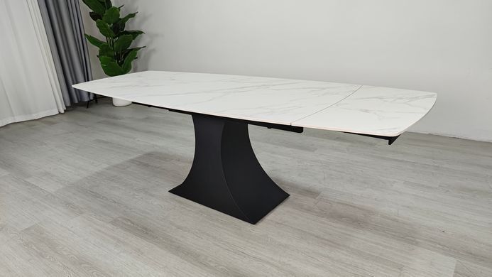 Стіл розкладний GILBERT CERAMIC Intarsio 160(240)*90 білий мат/чорний фотографія