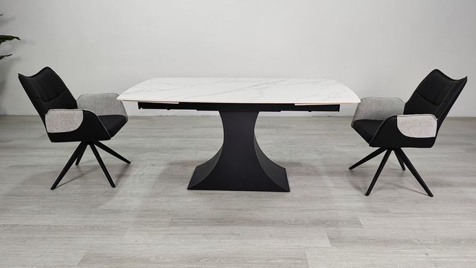 Стіл розкладний GILBERT CERAMIC Intarsio 160(240)*90 білий мат/чорний фотографія