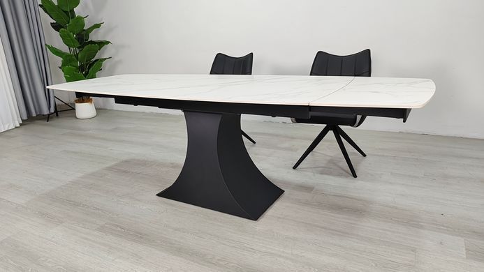 Стіл розкладний GILBERT CERAMIC Intarsio 160(240)*90 білий мат/чорний фотографія