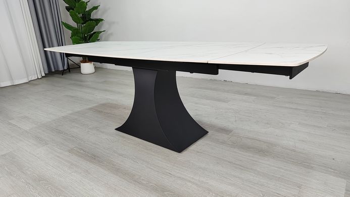 Стіл розкладний GILBERT CERAMIC Intarsio 160(240)*90 білий мат/чорний фотографія
