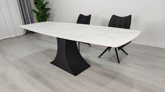 Стіл розкладний GILBERT CERAMIC Intarsio 160(240)*90 білий мат/чорний фотографія