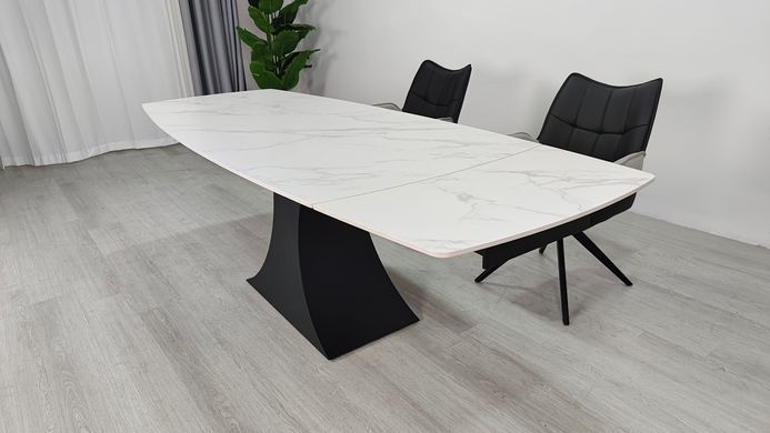Стіл розкладний GILBERT CERAMIC Intarsio 160(240)*90 білий мат/чорний фотографія