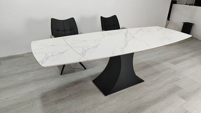 Стіл розкладний GILBERT CERAMIC Intarsio 160(240)*90 білий мат/чорний фотографія