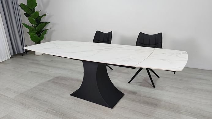 Стіл розкладний GILBERT CERAMIC Intarsio 160(240)*90 білий мат/чорний фотографія