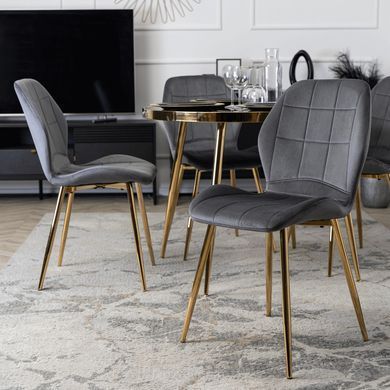 Стілець оксамитовий MEBEL ELITE IRYS Velvet Сірий/золото фотографія
