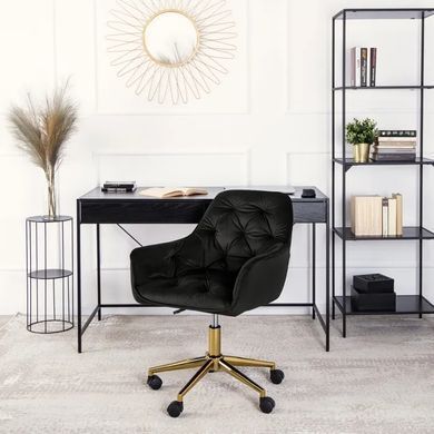 Стул офисный поворотный бархатный MEBEL ELITE MILAN Velvet Черный / Золотой фотография