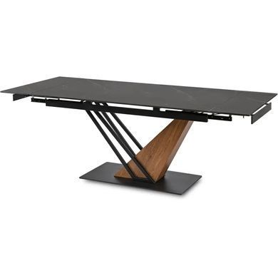 Стол раскладной MEBEL ELITE REX 160(220)х91 см Черный мрамор / Дуб фотография