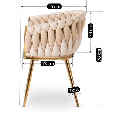 Стілець оксамитовий MEBEL ELITE CAPI Velvet Кремовий / Золотий фотографія