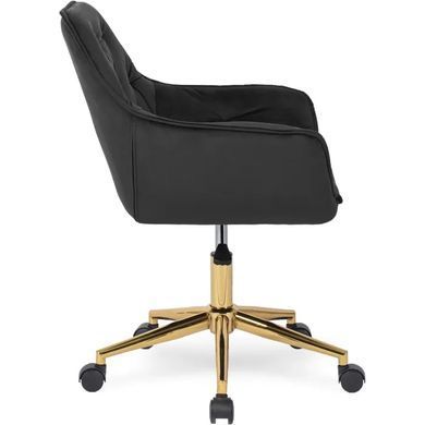 Стул офисный поворотный бархатный MEBEL ELITE MILAN Velvet Черный / Золотой фотография