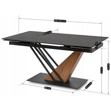 Стол раскладной MEBEL ELITE REX 160(220)х91 см Черный мрамор / Дуб фотография