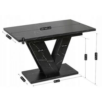 Комплект стіл розкладний MEBEL ELITE CLARK 120(160)х80 см Чорний +4 стільці RICK Беж фотографія