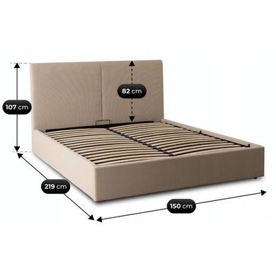 Ліжко двоспальне MEBEL ELITE MARSYLIA Sztruks 140x200 см Беж фотографія