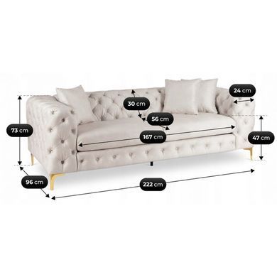 Диван MEBEL ELITE SORRENTO 3S Кремовое фотография
