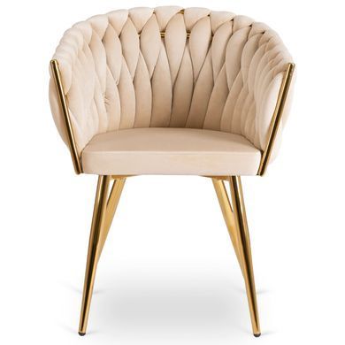 Стілець оксамитовий MEBEL ELITE CAPI Velvet Кремовий / Золотий фотографія
