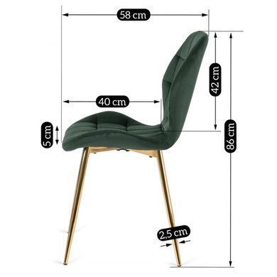 Стілець оксамитовий MEBEL ELITE LUCKY Velvet Зелений / Золотий фотографія