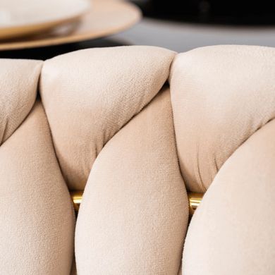 Стілець оксамитовий MEBEL ELITE CAPI Velvet Кремовий / Золотий фотографія
