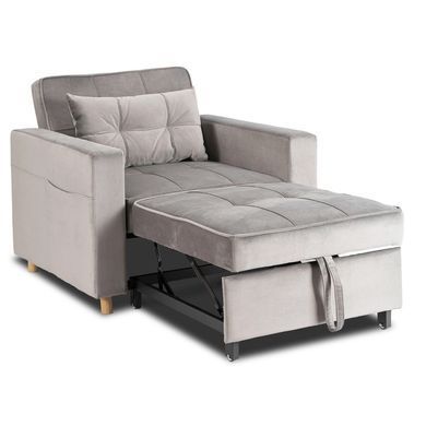 Крісло розкладне MEBEL ELITE SOLOR Velvet Сірий фотографія