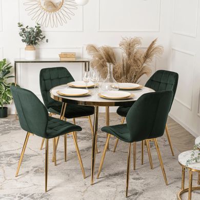 Стілець оксамитовий MEBEL ELITE LUCKY Velvet Зелений / Золотий фотографія